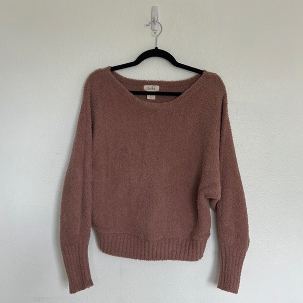 Kaisley pink fuzzy soft sweater wide neck bat sleeves size small